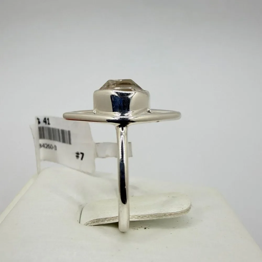 NWT 7x9mm HERKIMER diamond quartz ring in sterling‎ silver!